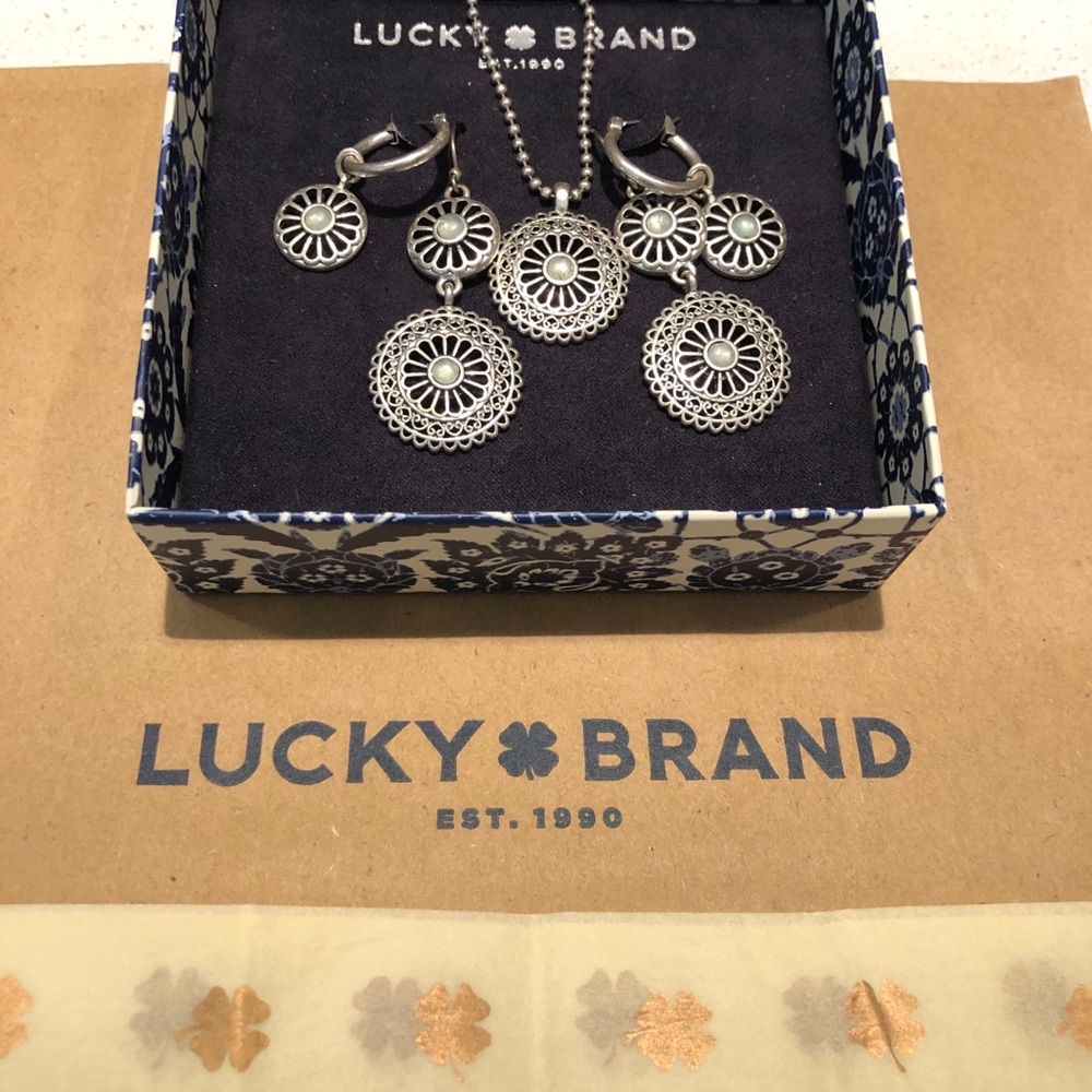 Lucky Brand Necklace and two sets of Earrings